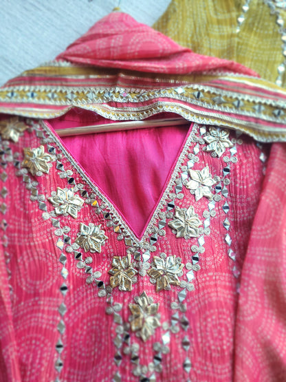 Padmavat Bandhej Tissue Silk Set (Ready to dispatch)